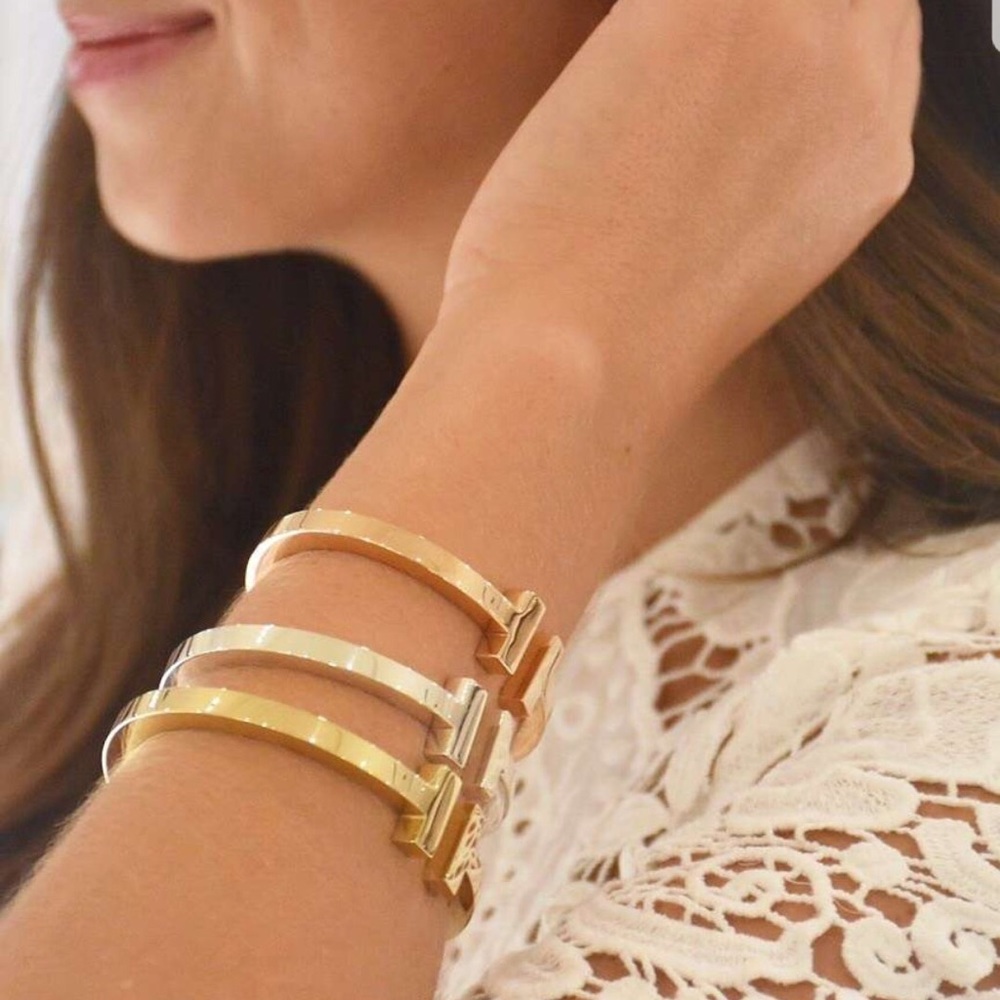 Trending Spring Gold T Square Cuff Bracelet Bangle